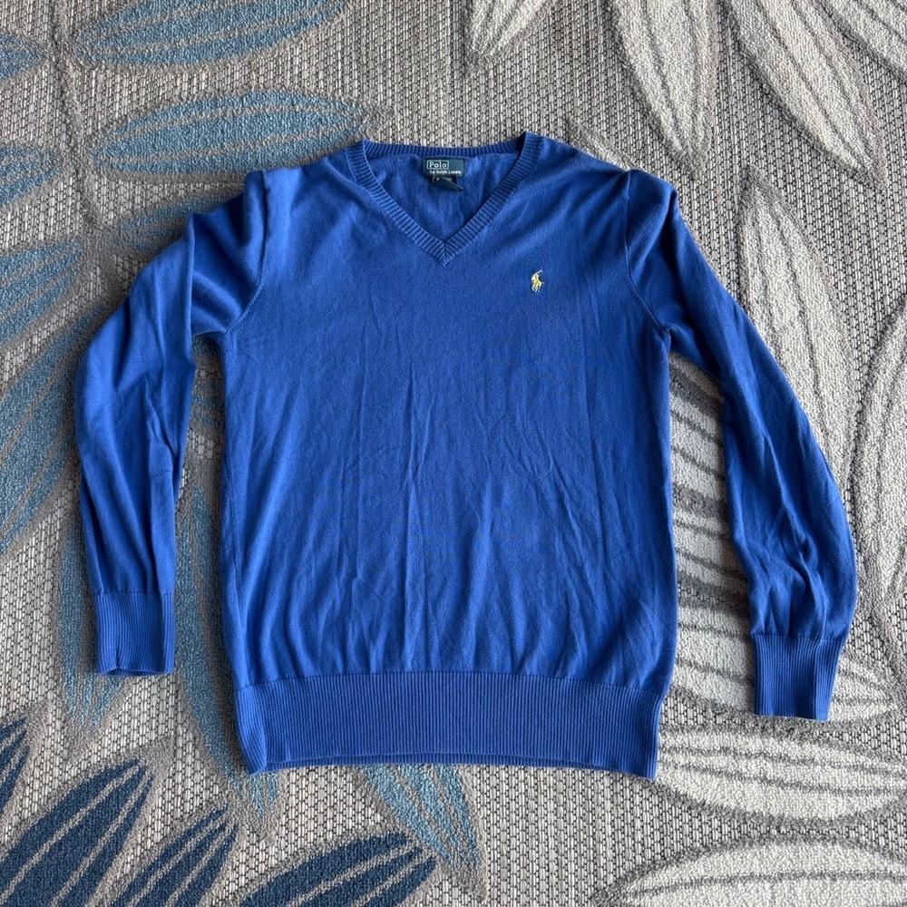 Polo Ralph‎ Lauren Youth Boys Pullover V-Neck Sweater Size XL 18/20 Royal Blue